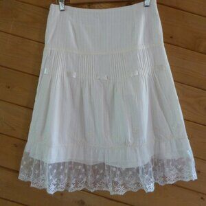 Charlotte Russe Off White Cream A-line Lace Lined Boho Peasant Knee Length Skirt